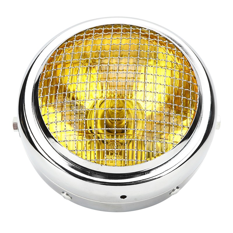 7in 55W Motorcycle Grill Headlight Vintage Style High/Low Beam Halogen