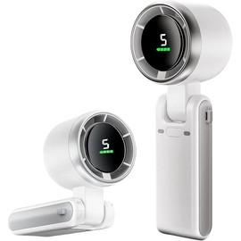 Foldable Handheld Fan, 5 Gear Wind Personal Fans, 3600mAh Battery Operated Mini Turbo Fans, USB Rechargeable Personal Fan for Outdoor Activities, Travel, Camping, Office, Working (White) - quantity: 1pcs