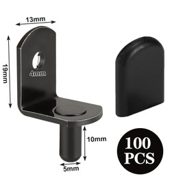 Shelf Pins, 100 Pcs Shelf Support Pegs 5mm Cabinet Shelf Pins L-Shaped Shelf Pins Style Metal Adjustable Shelving Pegs with Rubber Sleeve for Wood Shelving Cabinet Bookcase