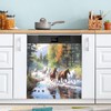 Takiito Dishwasher Magnet Cover, Horses Painting Magnet Sticker Fridge Panel