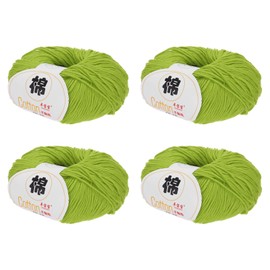 Rebower Cotton Yarn,100% Cotton Soft Knitting Yarn [for Hand DIY Bag Cushion Crocheting Knitting Project Home Decor] -4 Packages of 200g/7.05oz(Per Skein 50g/137yards)/Light Green