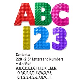 ArtSkills 2.5" Poster Letters and Numbers, A-Z and 0-9, Assorted, Holographic Colors, 228-Count (PA-1444)