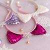 Summer Crystal Sequin Cat Ears Headband with Pearl Earring Pendants
