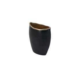 Maykoosh Mediterranean Mingle Curved Rim Flower Vase - Black and Gold Sculptural Vase with Unique Curved Rim, 8" x 4.5" x 9.5"