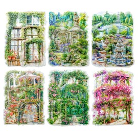 AuriicLeaf Cottagecore Garden PET Sticker Set, 60PCS Aesthetic Landscape Stickers for Scrapbooking, Journaling, DIY Crafts, and Art Supplies