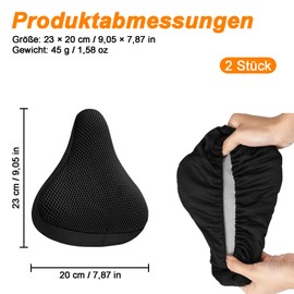 GANILITY Bicycle Saddle Cover, Breathable Padded Seat Cover, Pack of 2, Bicycle Saddle Cover, Padded Bicycle Saddle Cover, Bicycle Accessories for Most Bicycles such as Road Bike, Mountain Bike, Black