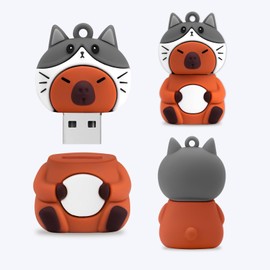 BORLTER CLAMP 32GB USB Stick Cute Flash Drive Capybara (Cat Hat) Shaped Memory Stick Novelty USB Drive Pendrive Thumb Drive for External Data Storage