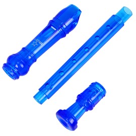 A-Star Soprano Descant School Recorder Instrument English Baroque Fingering - Key C with Learning Chart Bag Cleaning Stick - Blue