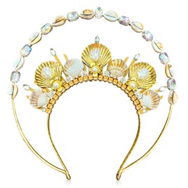 JeVenis Mermaid Crown Headband Seashell Crown Siren Costume Women Headpiece for Mermaid Sirens Cosplay Renaissance