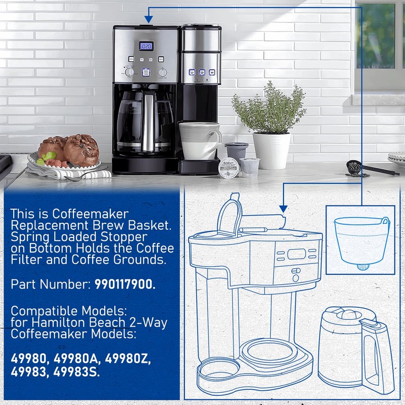 LEFITPA Replacement 990117900 Coffeemaker Brew Basket for Hamilton Beach 49980