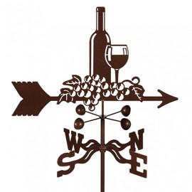 EZ Vane Wine & Grapes Weathervane — Deck Mount, Wind Cups, Antique Copper Finish, Steel with Durable Triple Powder Coating, Handcrafted in USA