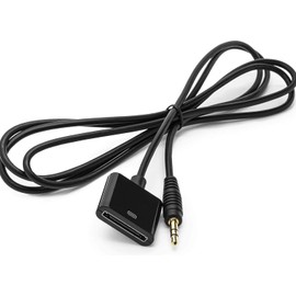 30 Pin Female Dock Connection to 3.5mm Male Audio Output AUX Cable, 3.5mm Audio Plug to Pod Dock Female Adapter, 5 feet, Black
