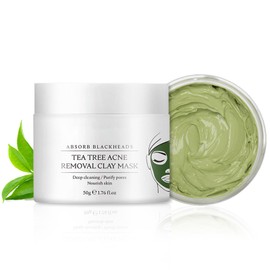 Grospe Blackhead Remover Mask with Tea Tree Essential Oil, Acne Clay Mask for Face with Hamamelis Extract Pore Cleansing Anti Redness Skin Smoothing Acne Masks for All Skin Types 2.12 Fl.Oz