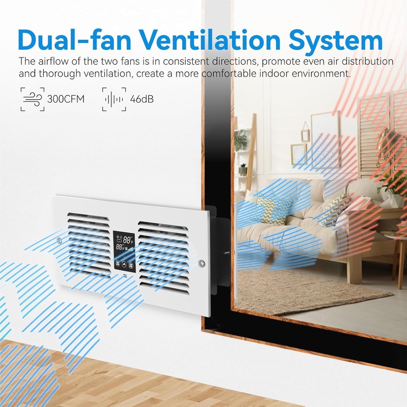 Room to Room Fan with Remote Control, 300CFM Through Wall