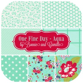 United Notions One Fine Day - Aqua Fat Quarter Bundle (7 Pieces) by Bonnie & Camille for Moda 18 x 21 inches (45.72 cm x 53.34 cm) Fabric cuts DIY Quilt Fabric