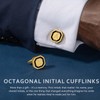 AMITER 18K Gold Plated Initial Cufflinks, Mens Cuff Links for