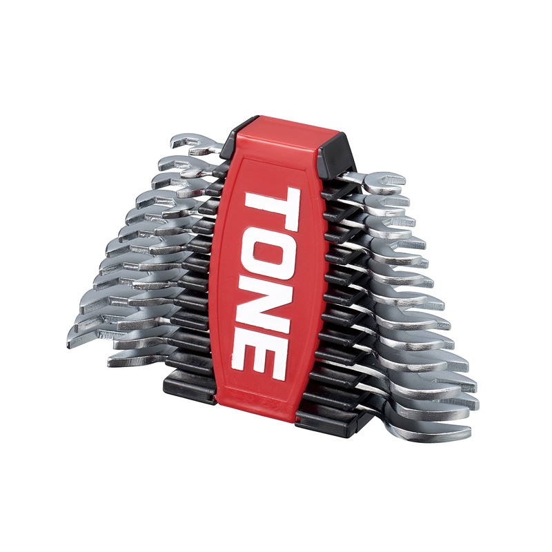 TONE DSTO1200P Thin Spanner Set (with Holder), Red/Black, 12 Pieces