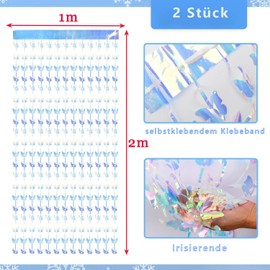 BRAVESHINE Pack of 2 Butterfly Tinsel Curtains, 1 x 2 m Iridescent Party Streamers Birthday Decoration for Butterfly Fairies Princess Party