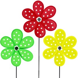timecity 10.6 inch Wind Spinners Flower Spinners Colorful Wind Spinners for Lawn Pinwheels Windmill Party Pinwheel Wind Spinner Yard and Garden，3pcs