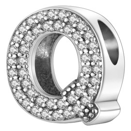 MULA 925 Sterling Silver Alphabet Letter Charms A-Z with Cubic Stones fit most Charm Bracelets Beads Charm Jewelry for Women Bracelets Necklaces