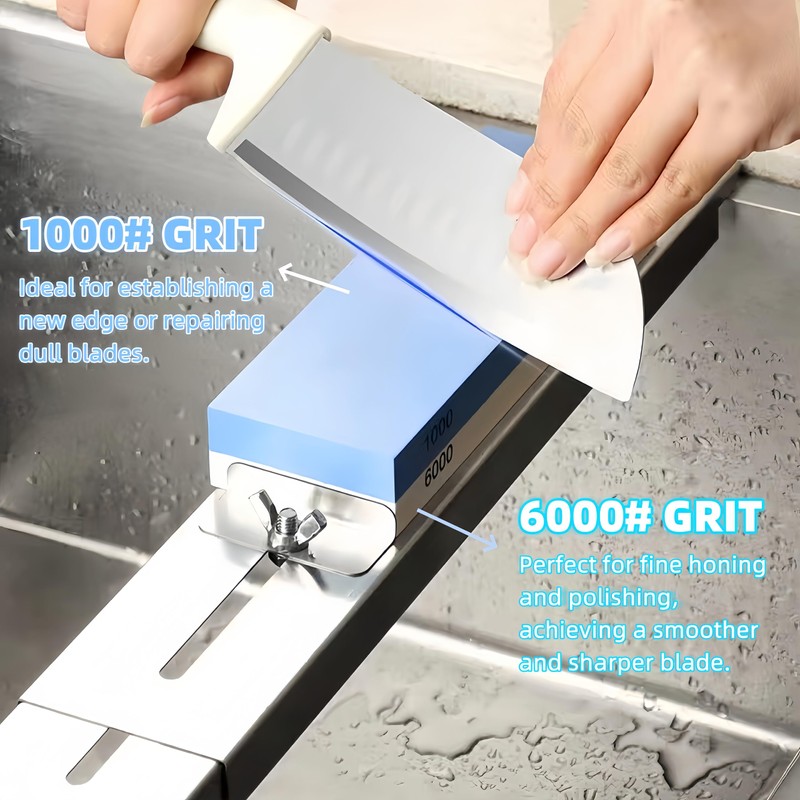 1000/6000 Grit Whetstone Knife Sharpening Stone, Bellairis Portable Knives Sharpener