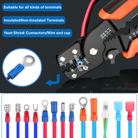 smseace Orange Wire Crimping tool Wire crimper,stripper and cutterfor insulated/Bare/Heat Shrink connectors(22-10 AWG) Multifunctional stripping crimping pliers Wire stripper and crimping tool