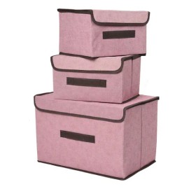 Cajas Organizadoras De Tela Plegables Con Tapas, 3 Uds.