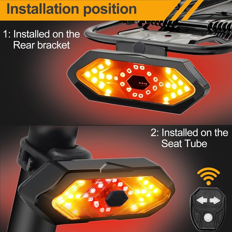 Bike taillight USB Bike Turn Signal with Remote Control Bicycle