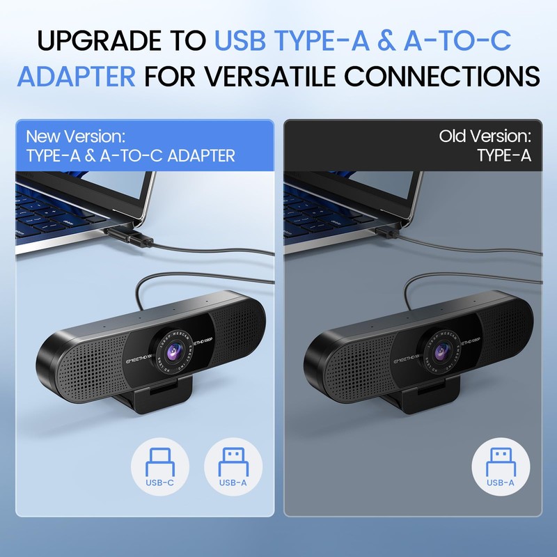 EMEET 1080P Webcam with Microphone, C960 Web Cam, 2 Mics,
