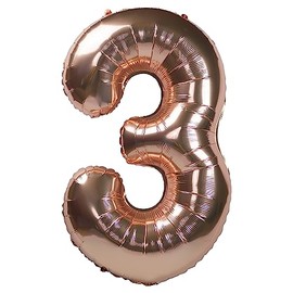 Party Kawaii 32 inch Giant Number Helium Foil Birthday Party Balloons (Rose Gold Number 3)