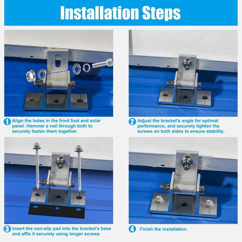 Solar Panel Mounting Brackets, 8PCS Adjustable RV Solar Panel Mount,