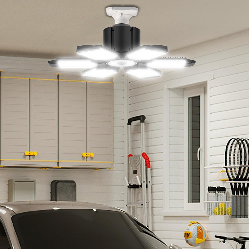 BRAINIAC LED Garage Light Bulbs 100W with 6 Adjustable Panels,