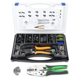 Jackco 225pc Weather Pack Terminal Ratcheting Crimping Tool & Connector Kit - Includes 2 Interchangeable Dies and Wire Strippers