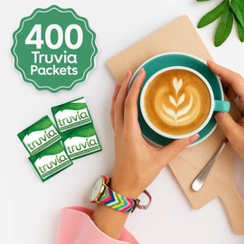Truvias Natural Stevia Sweetener Packets – 400 Count – Zero Calorie Sugar Substitute, Plant-Based Sweetener, Keto Friendly, Original Flavor, Ideal for Coffee, Tea & Baking
