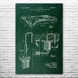 Pinball Ball Release Gate Poster Print, Pinball Parts, Vintage Games, Pinball Arcade, Gamer Gift, Old School Gaming Green Chalkboard (20 inch x 24 inch)