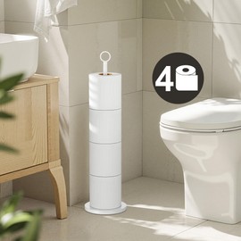 Toilet Roll Holder Stand (with Reserve Function), Free Standing Toilet Roll Holder, Stainless Steel Toilet Roll Holder, Stand for Bathroom and Toilet, Replacement Rolls
