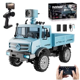Dodoore RC Military Truck, 1:16 Scale Remote Control Car with Camera, All Terrain Rock Crawler Off-Road Truck, 2.4GHz Army Transport Vehicle with 2 Rechargeable Batteries for Adults, Blue
