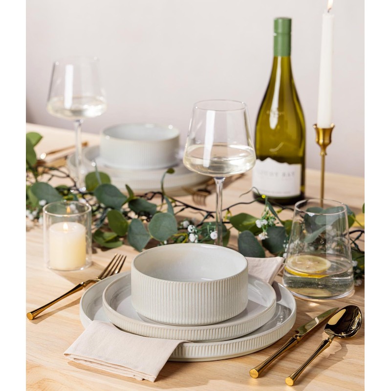 TheTerra Ceramic Dinnerware Sets for 4, 12 Pieces Porcelain Lightweight