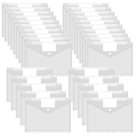 Document Wallet A4 30 Pack Waterproof Document Folder A4 for Filing 11 Buckle and Label Pocket Transparent Folder for Documents Organisation (30)