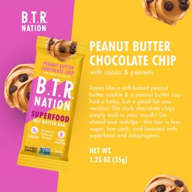 B.T.R. Nation Vegan Keto Superfood Protein Bars - Peanut Butter Chocolate Chip BLISS | (12) Bars | Low Carb, Plant Based, Gluten Free, Free of Sugar Alcohols & Boosted with Powerful Superfoods!