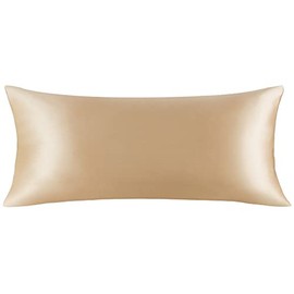 Mellanni Pure Silk Pillowcase Body Size - Perfect for Hair and Skin, Preventing Wrinkles - Easy Care - Naturally Cooling Silk Pillow Cover with Hidden Zipper (Body 20" x 54", Gold)