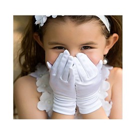 Girl's Holiday, Wedding, or Pageant White Satin Gloves Princess Glove