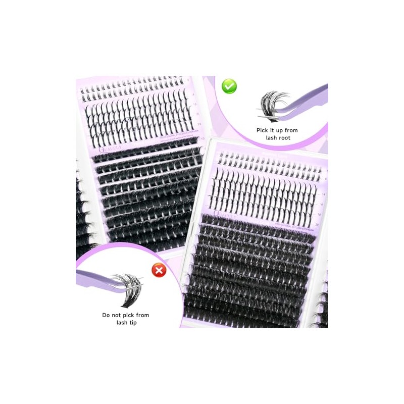 DIY Lash Extension Kit 100D+150D Volume Lash Clusters with Spikes