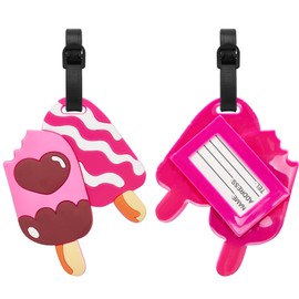 ZOUIQSS Luggage Tags Pack of Two,Baggage Tags Suitcase ID Labels Business Card Holder/Travel ID Bag Tag(Two Ice Cream)