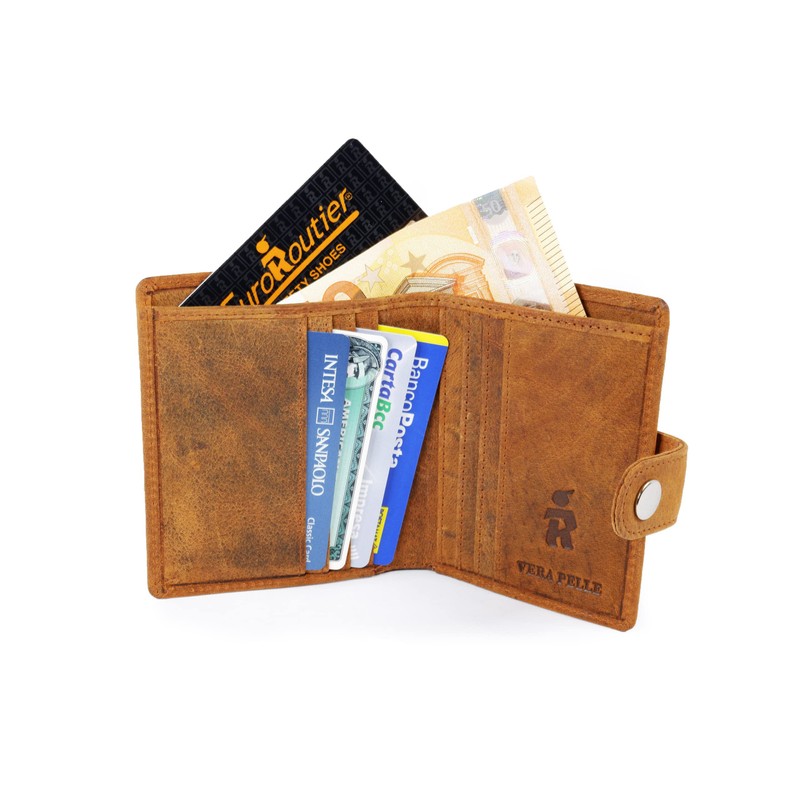 EUROROUTIER ® Biker Wallet Motorcyclist Genuine Leather Brown with Chain,