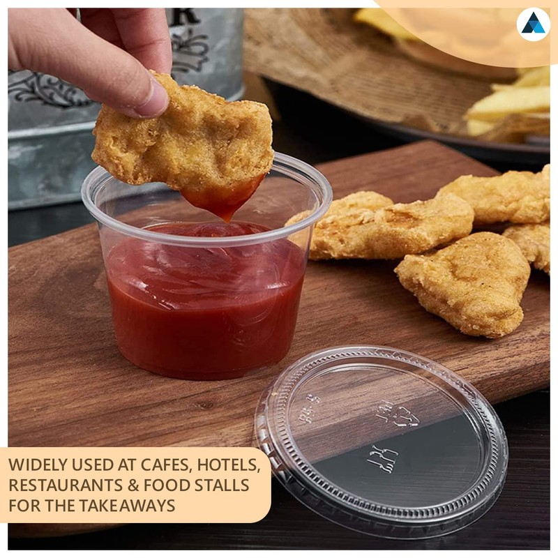 Nationwide Paper 4oz 100pcs Plastic Sauce Pots with Airtight lids
