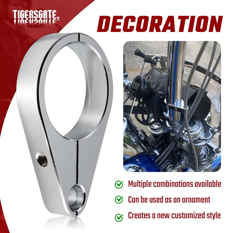 TIGERSGATE 1 1/2"" Chrome Billet Handlebar Frame Mount Clutch Cable
