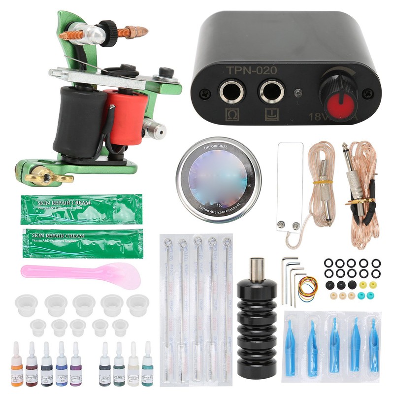 Complete Tattoo Kit Professional Coil Tattoo Machine Power Supply Pen