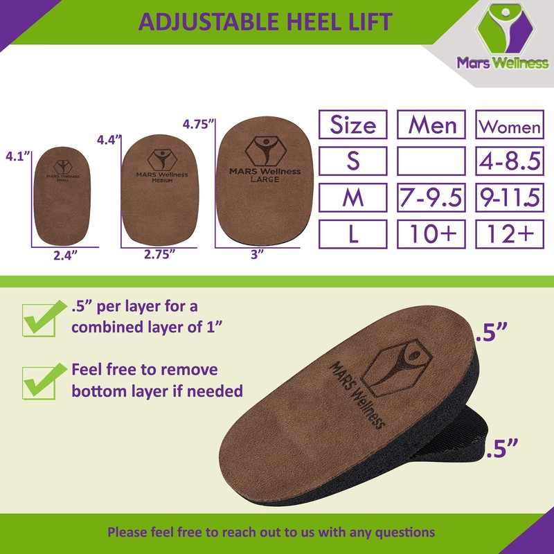Adjustable 1 Inch Orthopedic Heel Lift for Heel Pain and