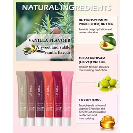 Butter Tinted Lip Balm-3 Colors Vanilla Beige Brown Poppy Pink Sugar Lip Gloss,Yummy Lip Stain Long Lasting, Hydrating Non-Stick Glow Reviver Lip Care Oil, Christmas Makeup Gift for Women-Set B